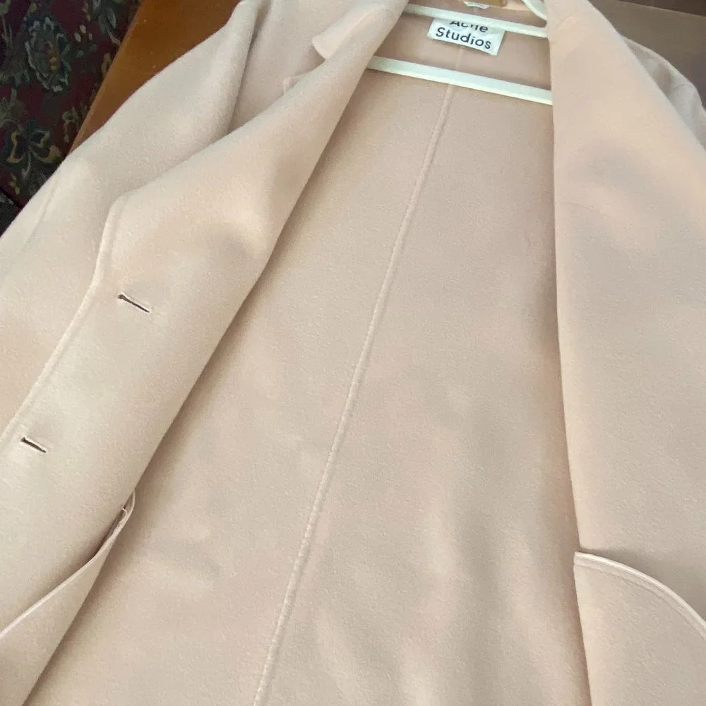 ACNE STUDIOS COAT LANDI DOUBLE FACE WOOL CASHMERE COAT PASTEL PINK SIZE 40 M - Picture 7 of 12